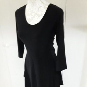 Sympli the best made in Canada dark black 3/4 sleeve scoop neck asymmetrical 10